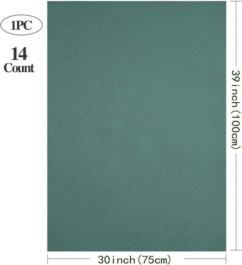 Zhenqing Aida Cloth 14 Count Cross Stitch Fabric Cross Stitch Aida Cloth for Embroidery and Needlework (Dark Green, 30 * 39inch) - Image 2